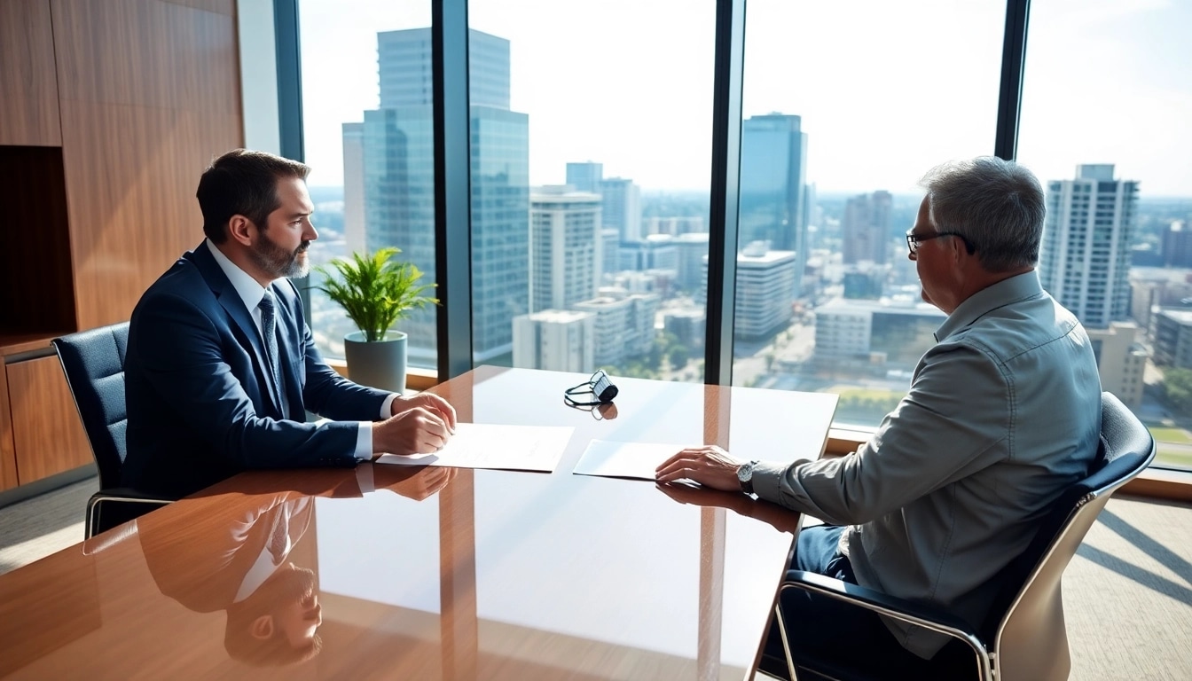 Clearwater truck accident attorney consulting in a modern office, conveying expertise and professionalism.
