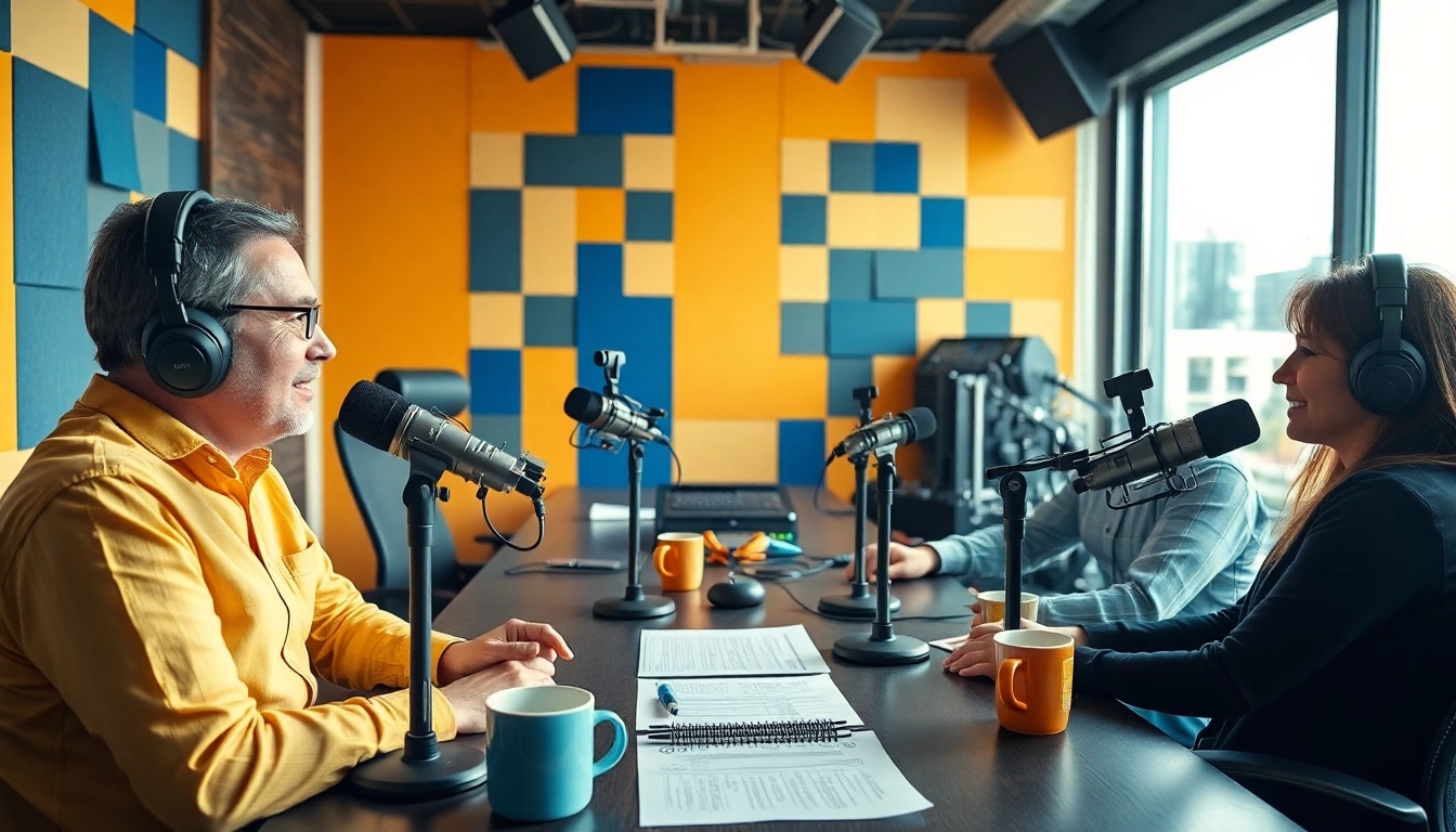 Broadcast hosts discussing community news at https://chadronradio.com/ in an inviting studio setting.