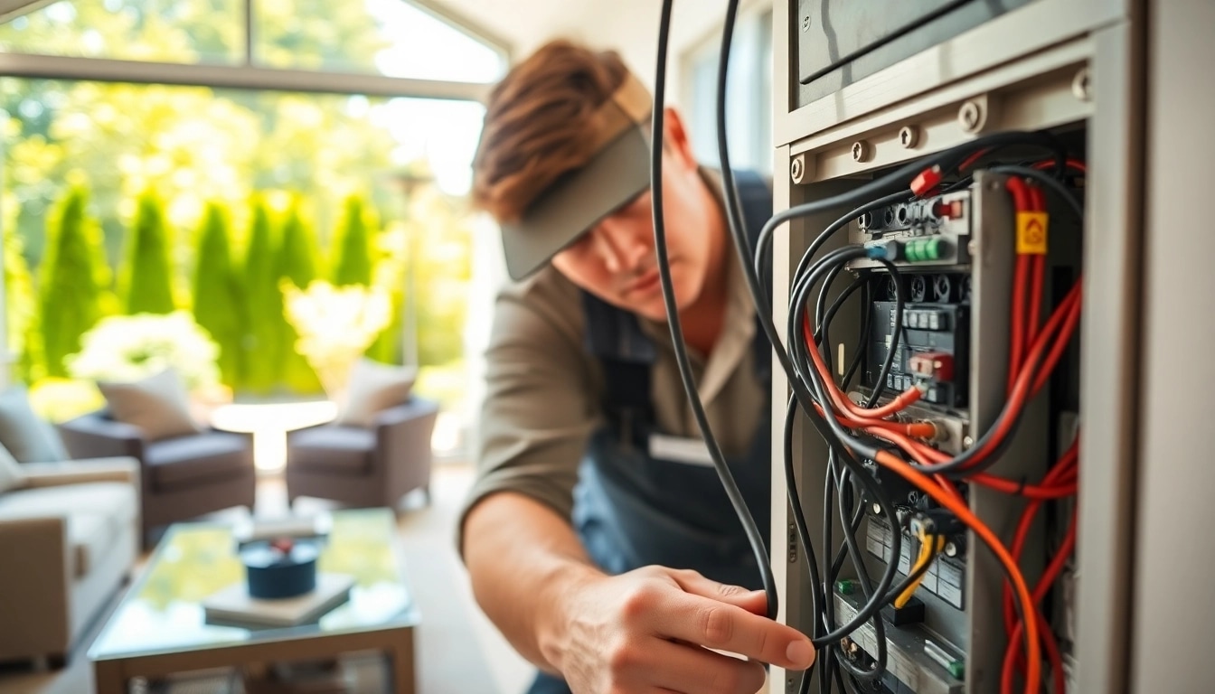 Electrician West Vancouver working on residential electrical system with focus on detailed wiring.