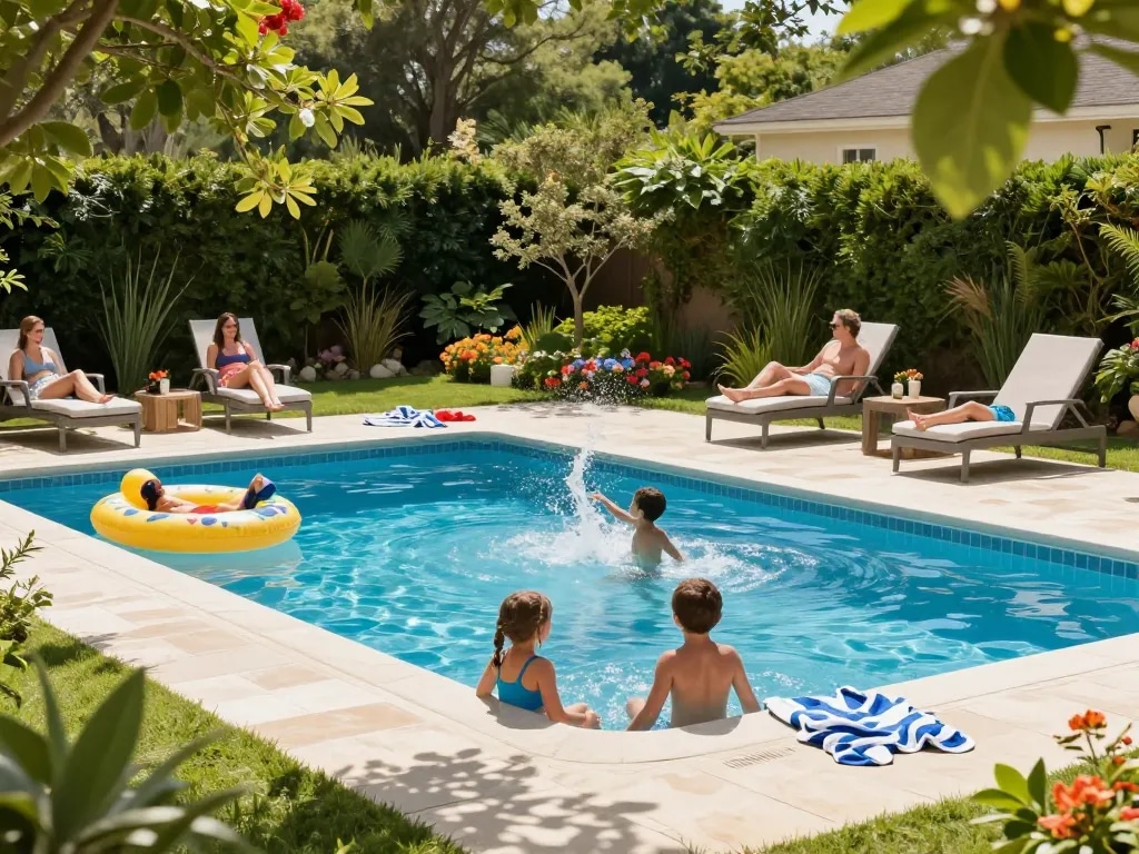 Dolphin Pool Services provides expert pool maintenance for families enjoying their sunny backyard oasis.