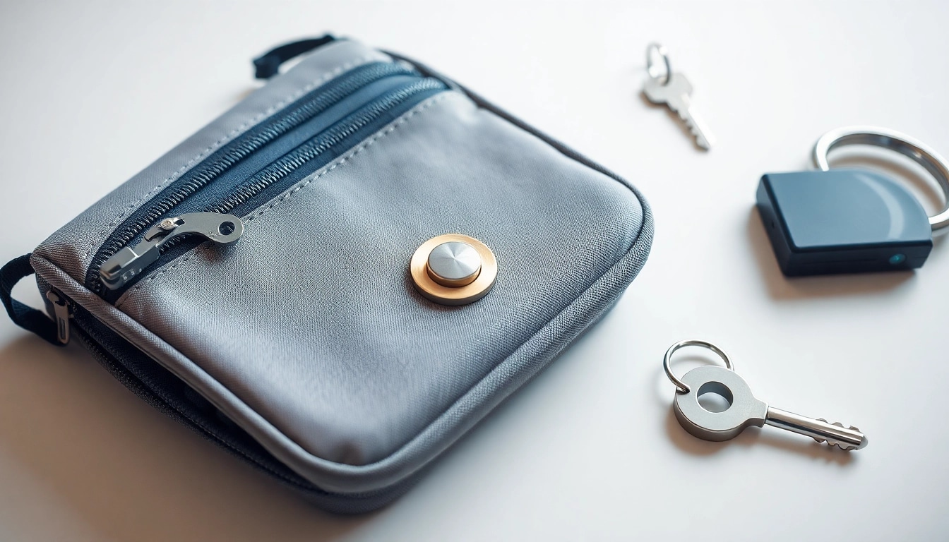 Handy Tasche abschließbar mit sicherem Verschluss und robustem Design auf einem weißen Hintergrund.