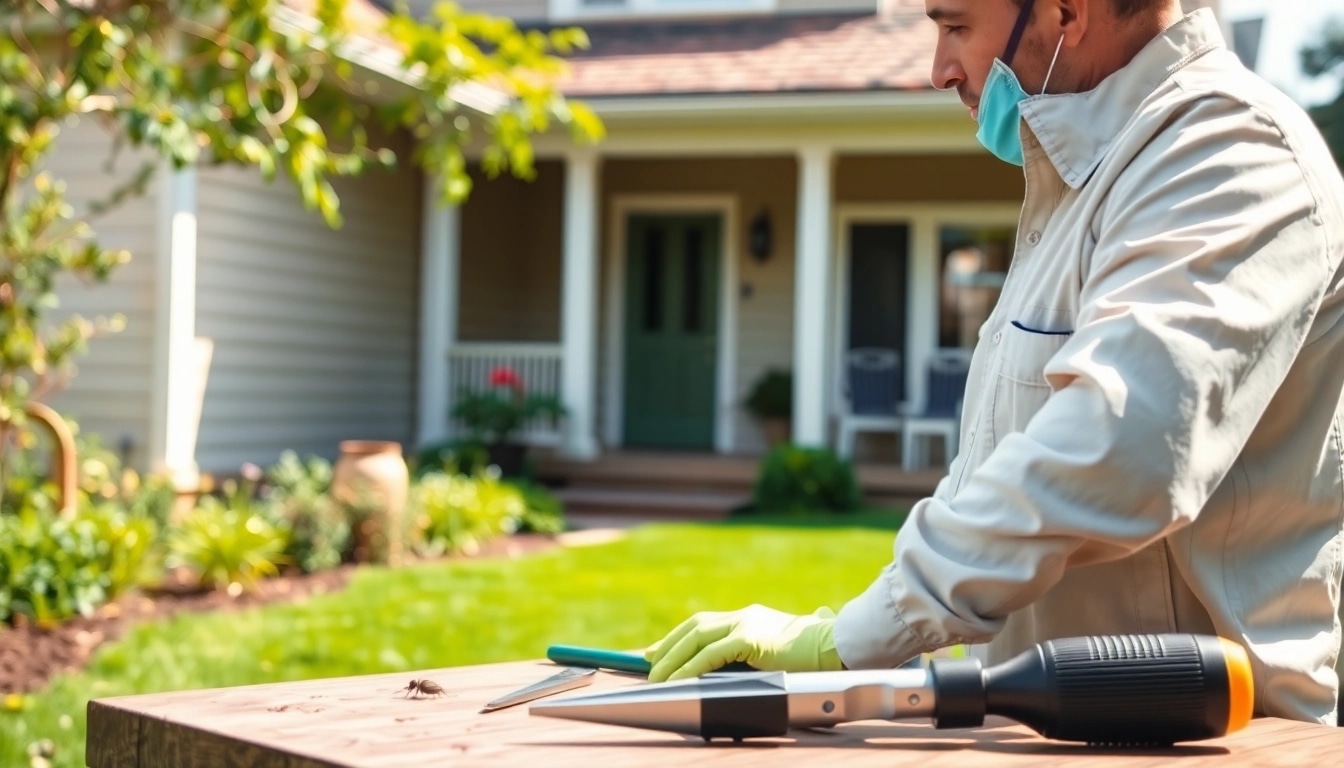 Trusted insect control service technician inspecting a home for effective pest management.