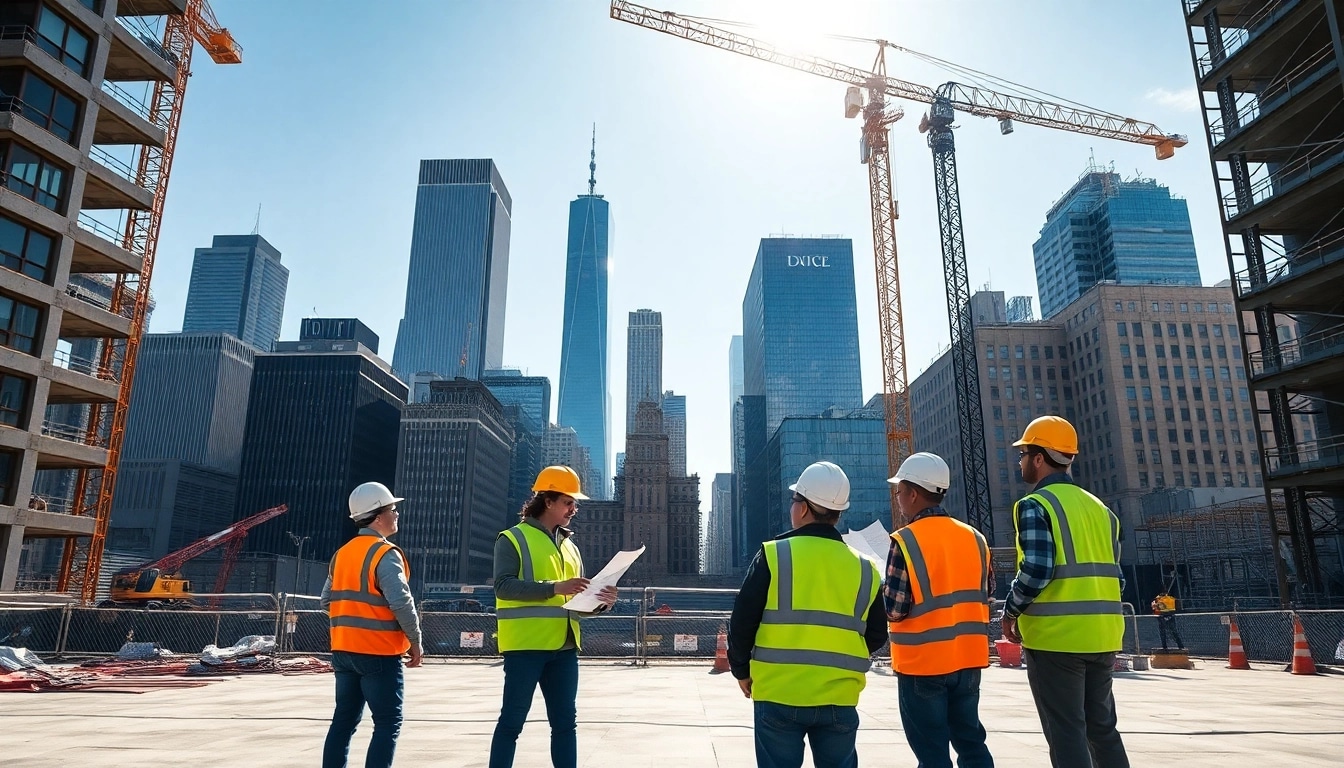 Skilled New York City Commercial General Contractor team working on an active construction site.