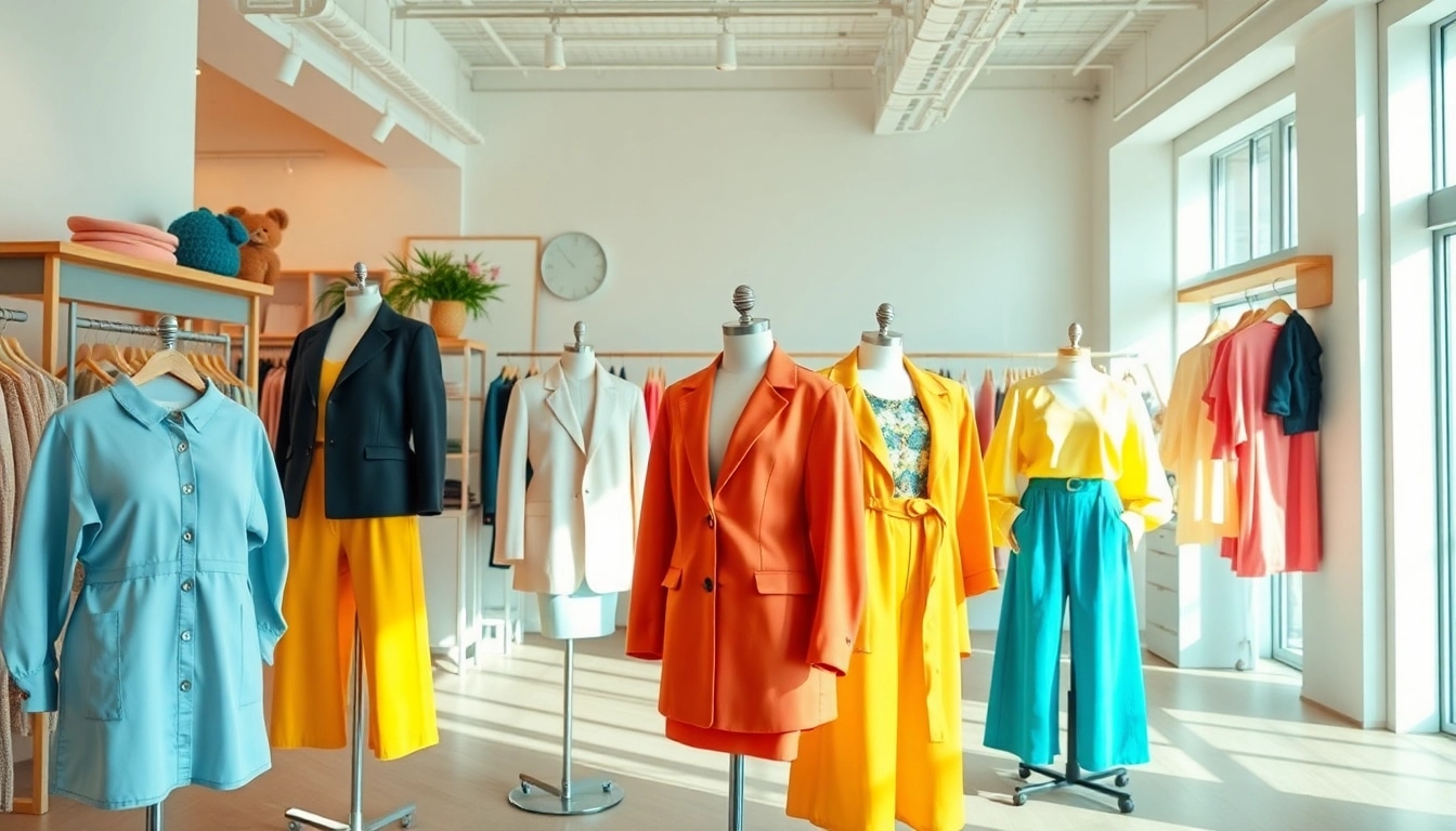 View fashionable clothing arrangements inspired by https://www.northernfashions.com in a trendy boutique.
