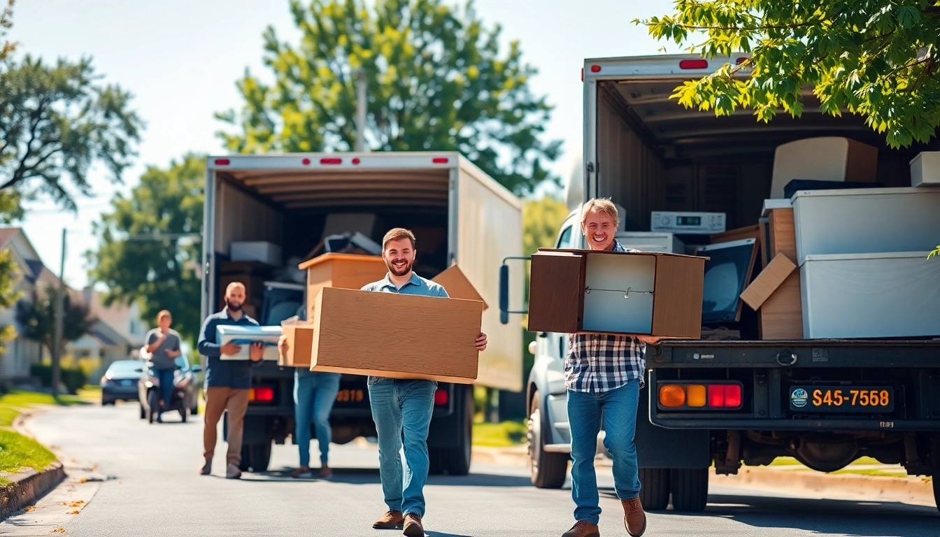 Affordable junk removal Nashville services with a friendly team efficiently handling waste in a suburban setting.