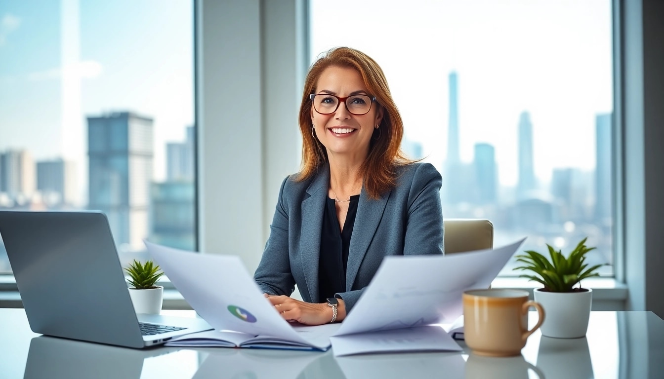 Engaging financial advisor near me consulting with clients in a modern office setting.