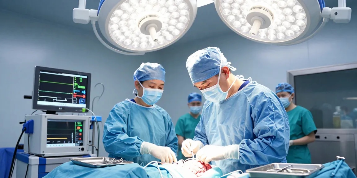 Neurosurgeon performing beyin ameliyatı in a modern operating room, showcasing precision and teamwork.