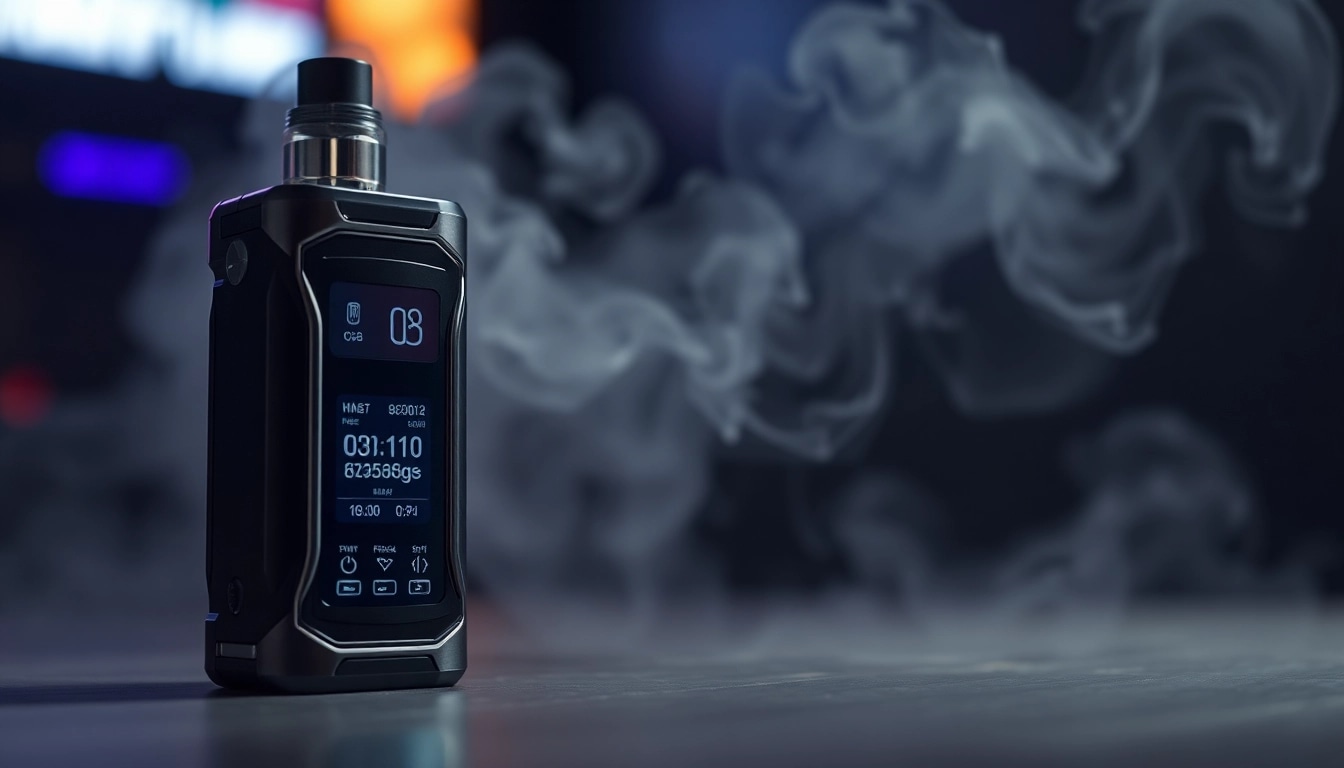 Showcase of a premium box mod device featuring customizable settings and sleek design.