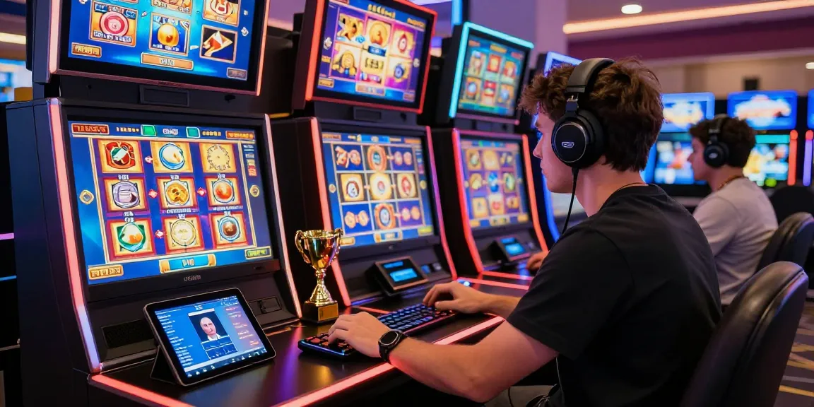 Engaging online player spinning slot games at a modern gaming setup.