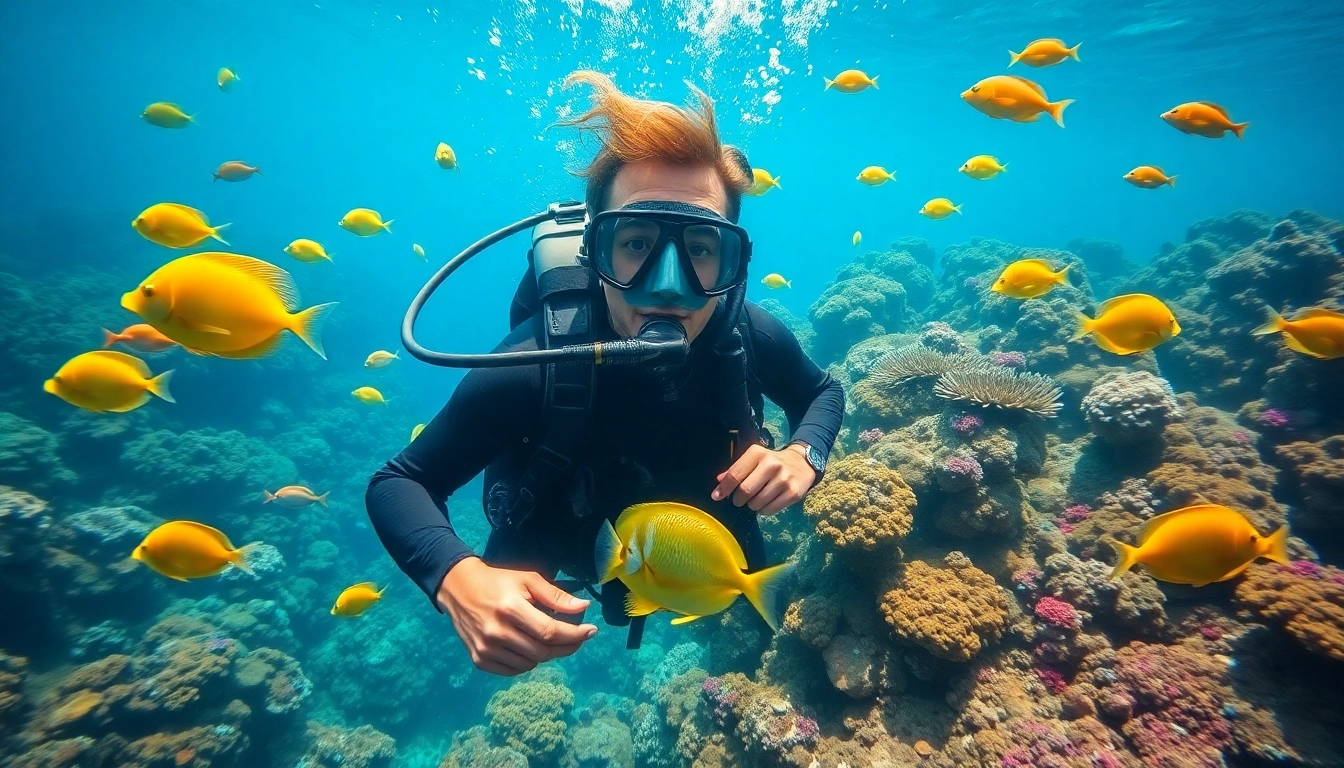 Tauchen Lernen mit einem erfahrenen Taucher in einer farbenfrohen Unterwasserwelt