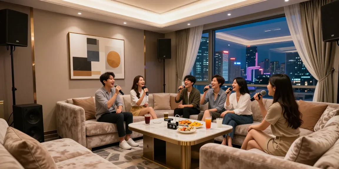 강남쩜오의 고급스러운 카라오케 라운지에서 즐기는 친구들 모습