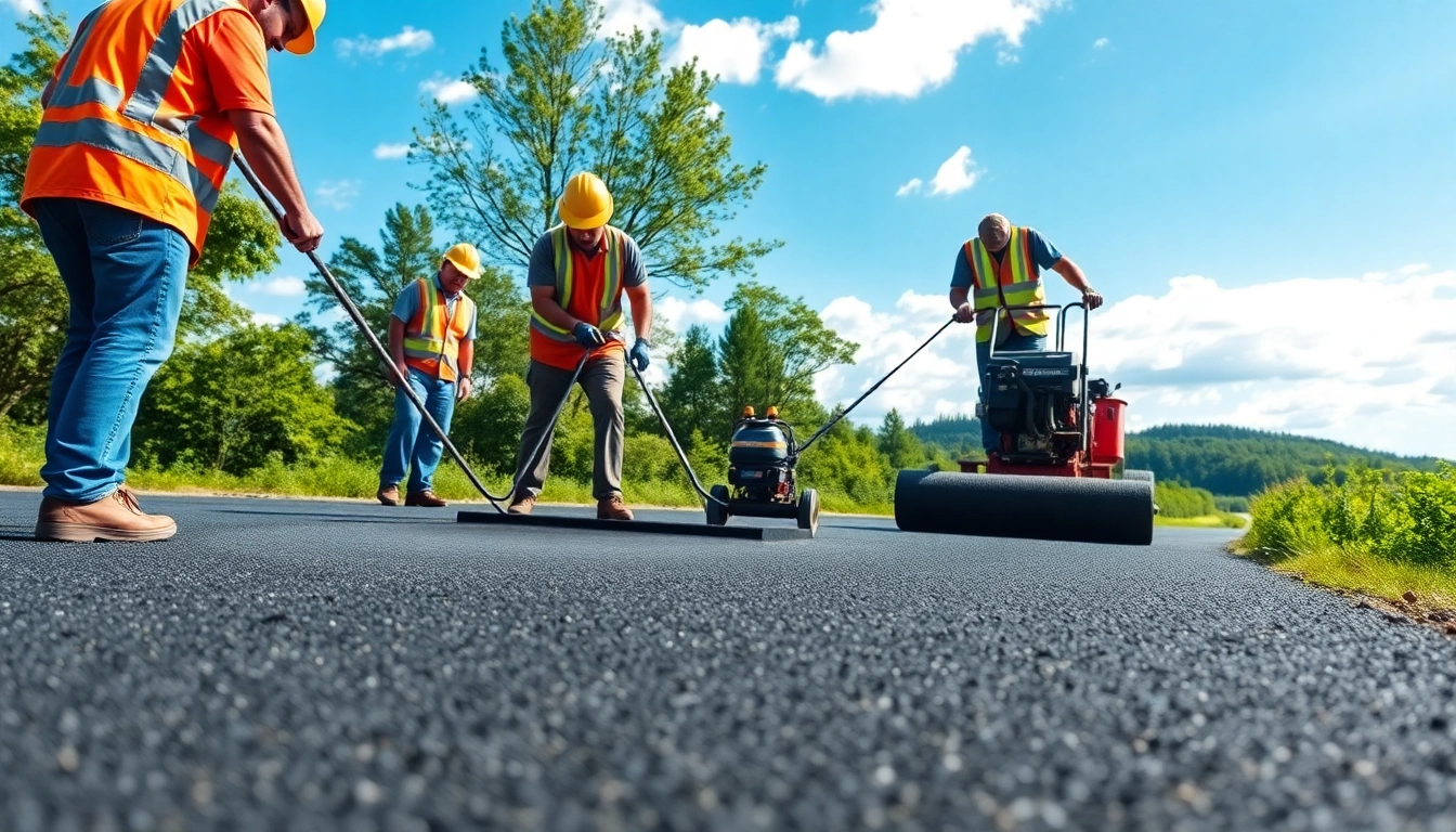 Dares Surfacing installation team applying a premium road surface in a bright environment.
