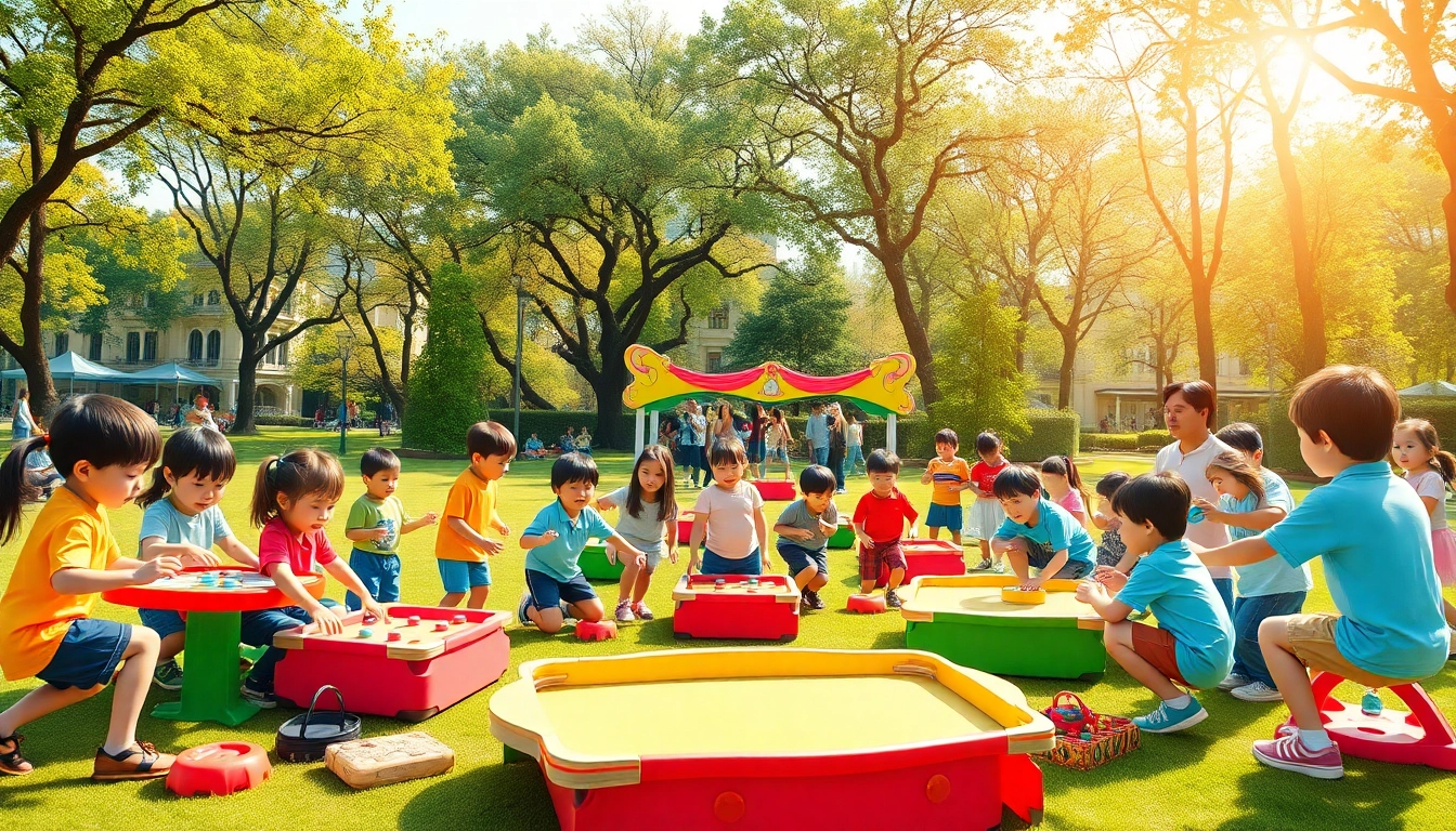 Engaging players enjoying various daman games in a lively park setting.