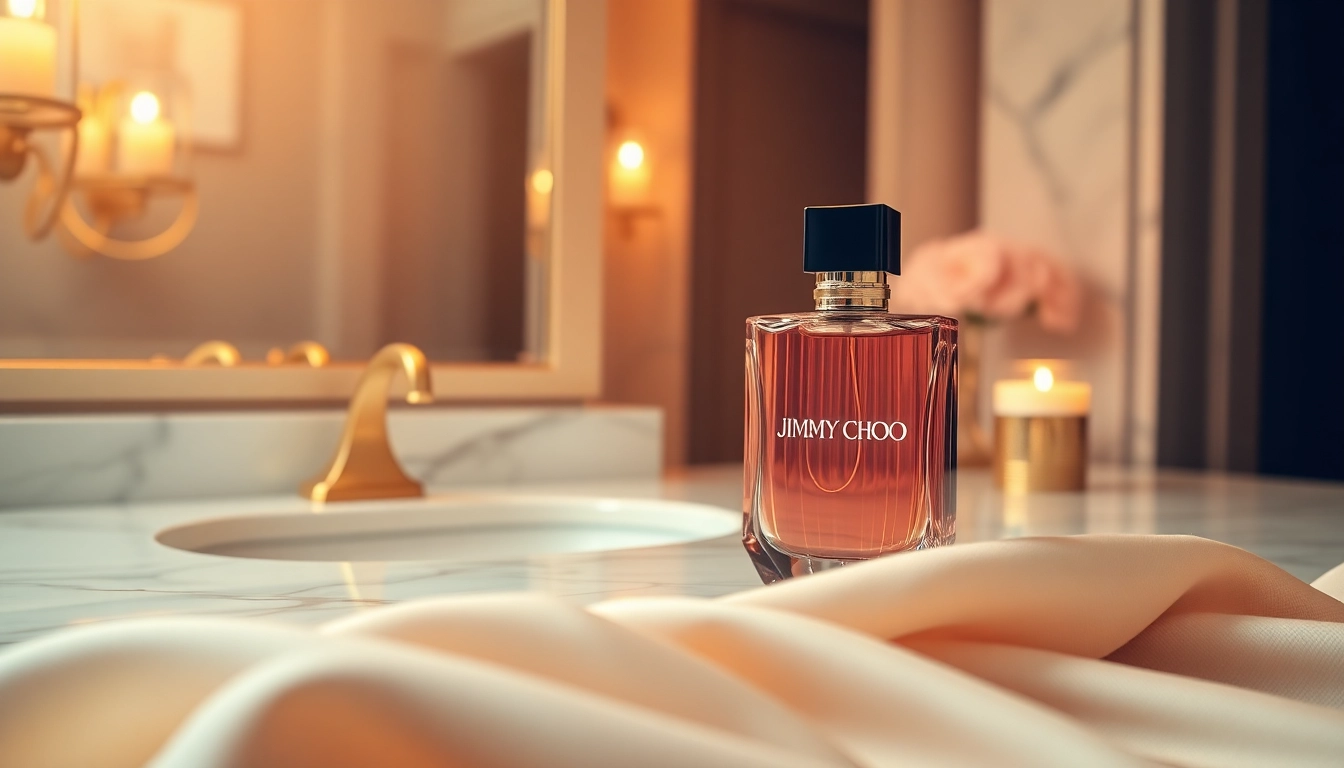Explore the luxurious design of Jimmy choo perfume bottle on a marble countertop.