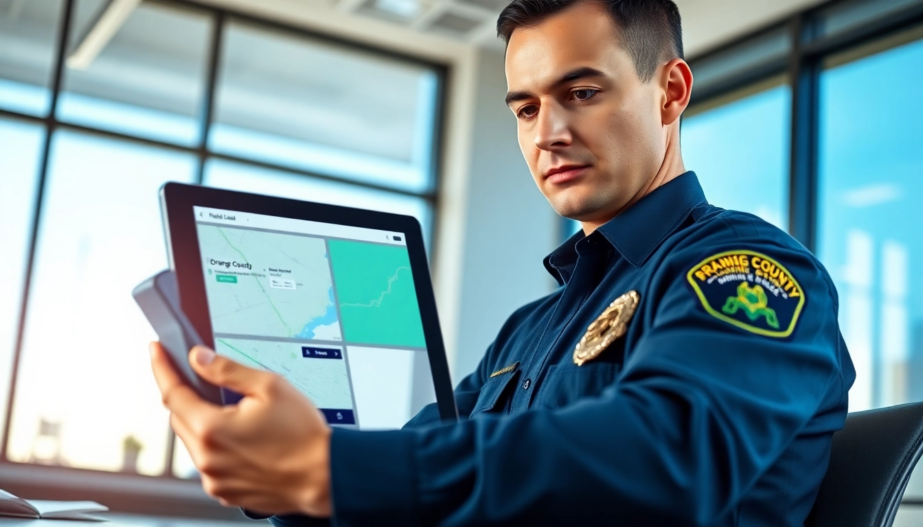 Access the Orange County Jail Inmate Locator through a digital device in a professional setting.