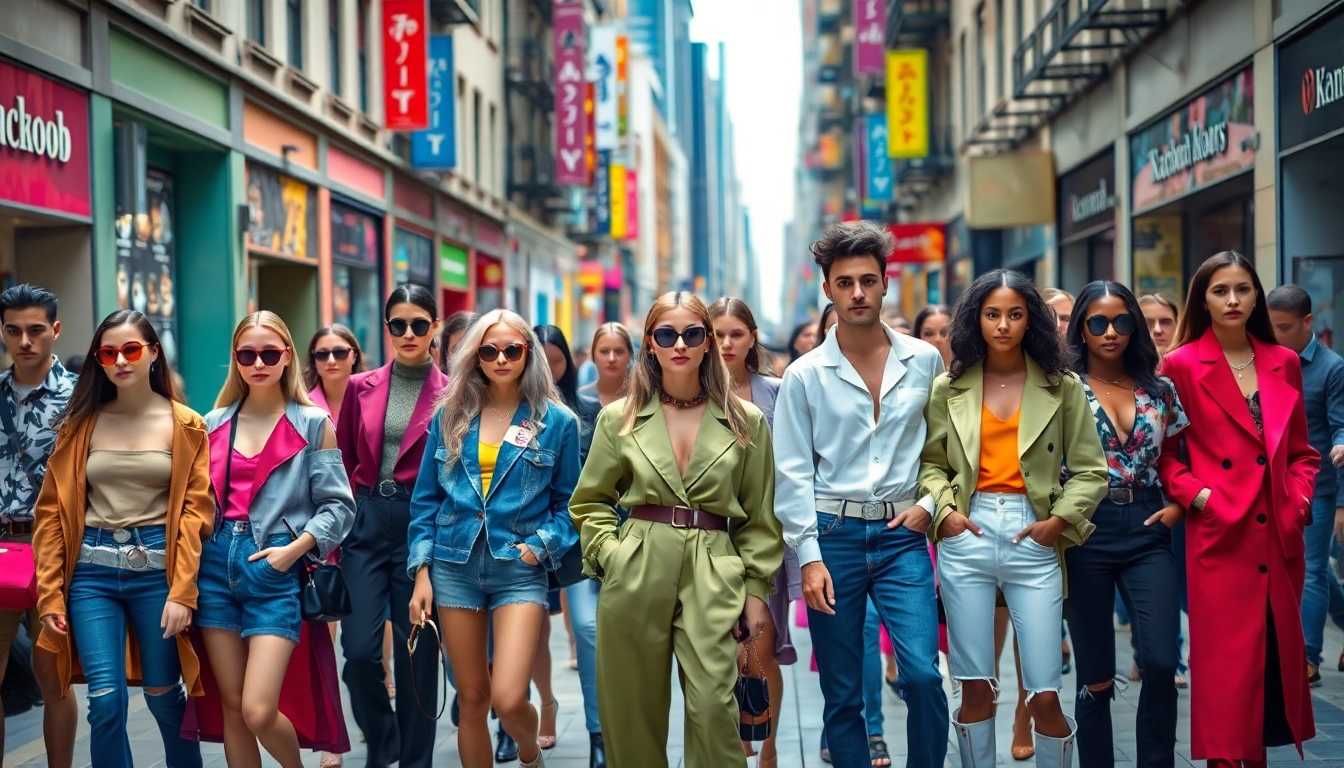 Fashion models showcase unique styles in an urban setting, highlighting diversity.