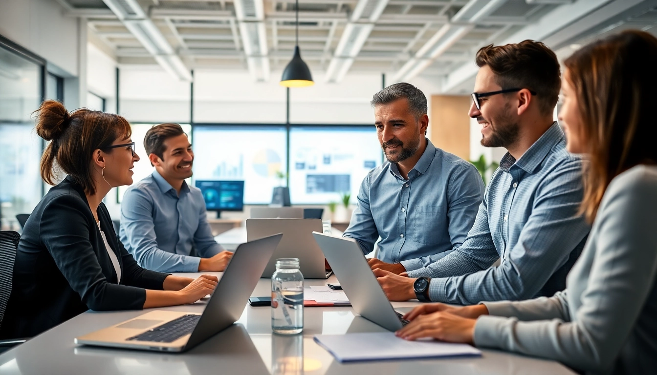 Engaging team providing managed IT services near me in a modern office setting.