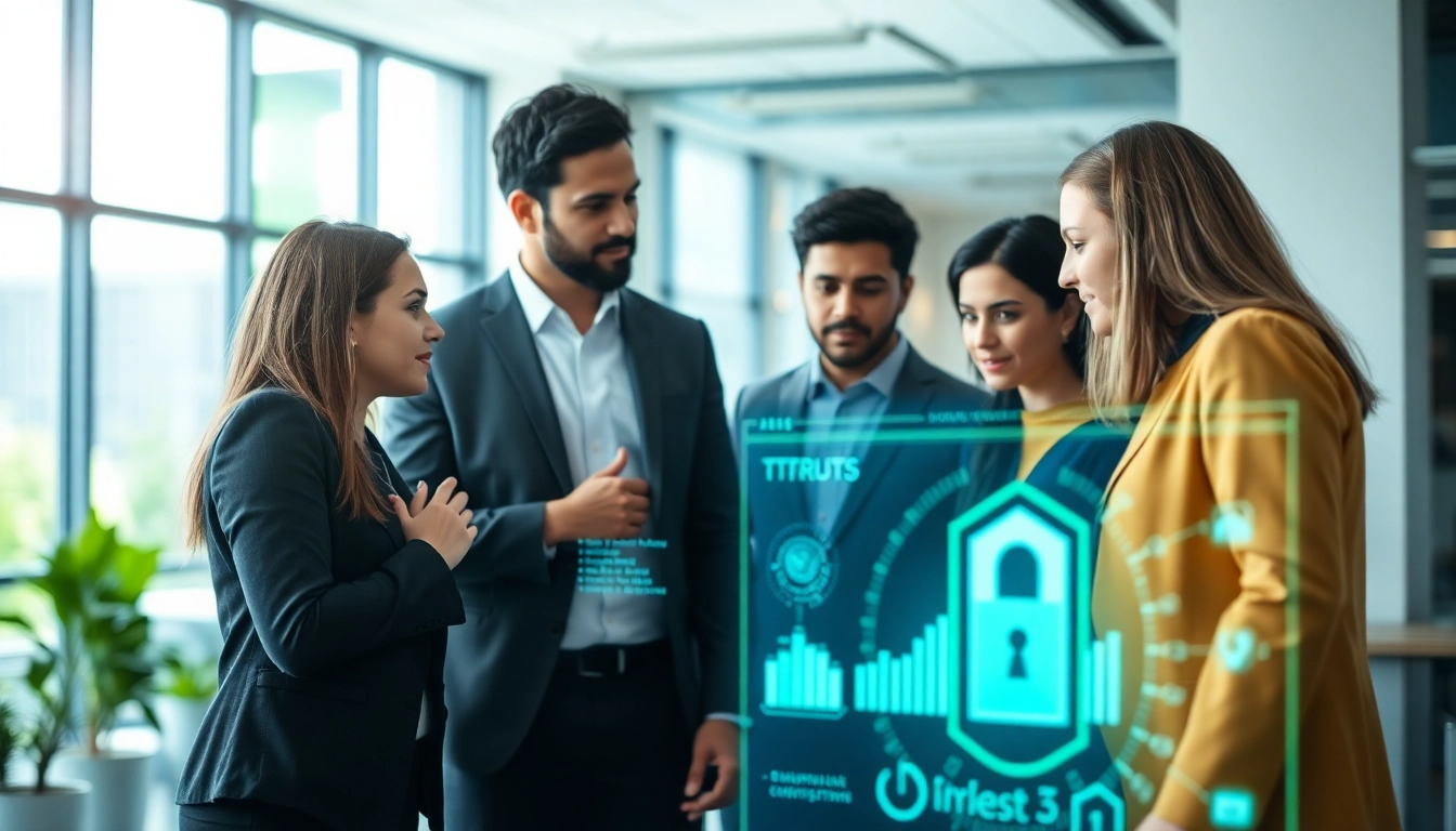 Cyberdan team collaborating on innovative cybersecurity strategies in a modern office.