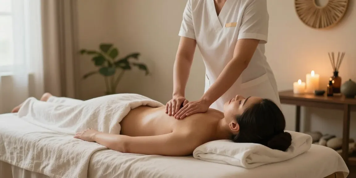 Relaxing 동탄출장마사지 session in a serene spa environment with soft lighting.