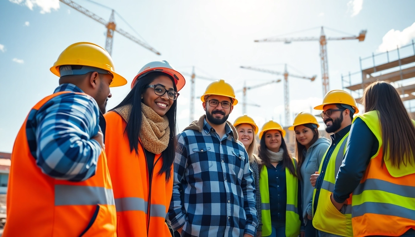 Engaged students in construction education hands-on training at a job site.