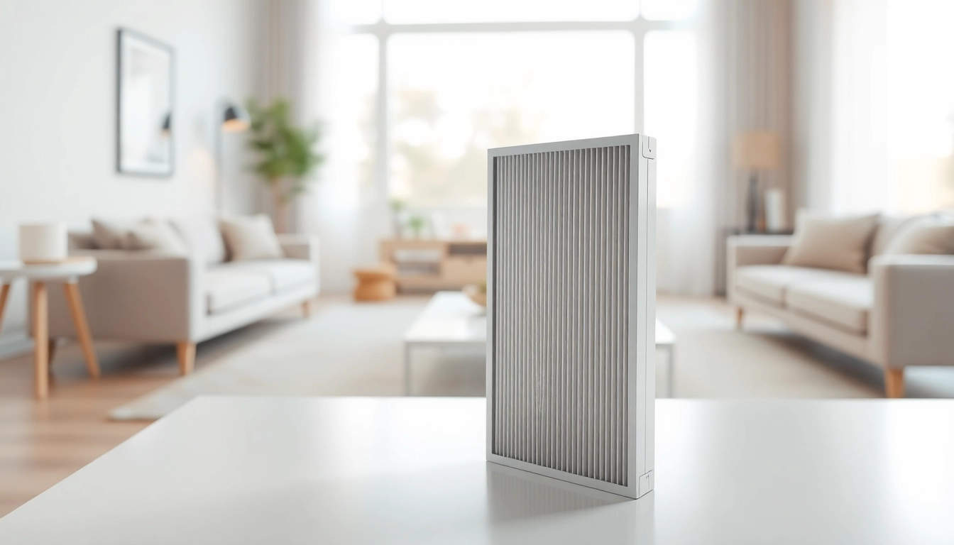 Showcase HEPA filter enhancing air quality in a bright, modern room atmosphere.