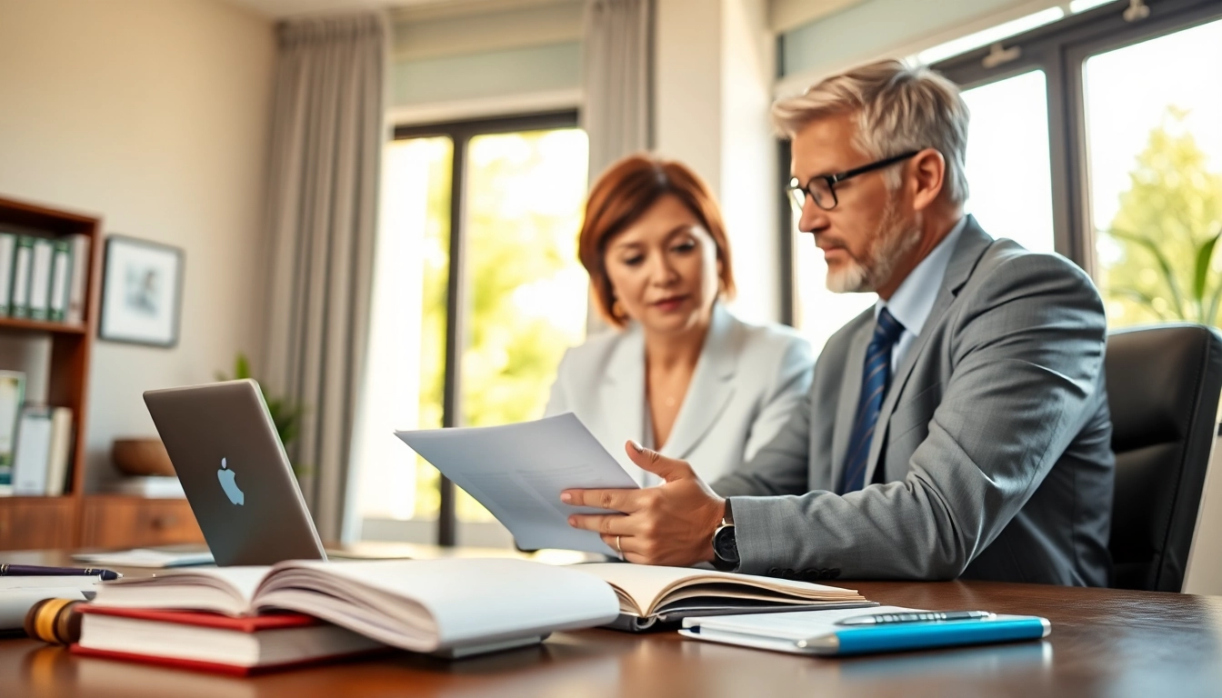Palm Harbor Divorce Lawyer consulting with a client in an inviting office space.