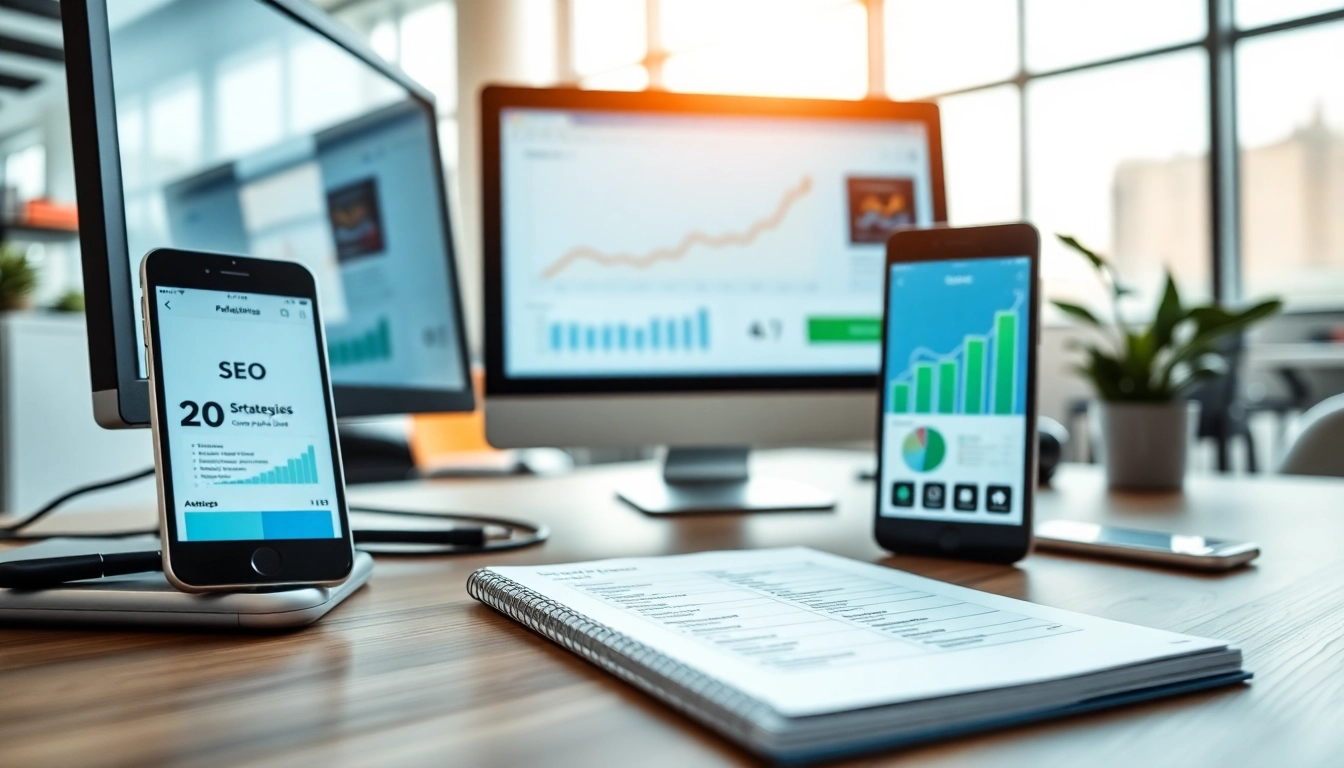 Analyze SEO Rank Tracker metrics in a vibrant digital marketing workspace.