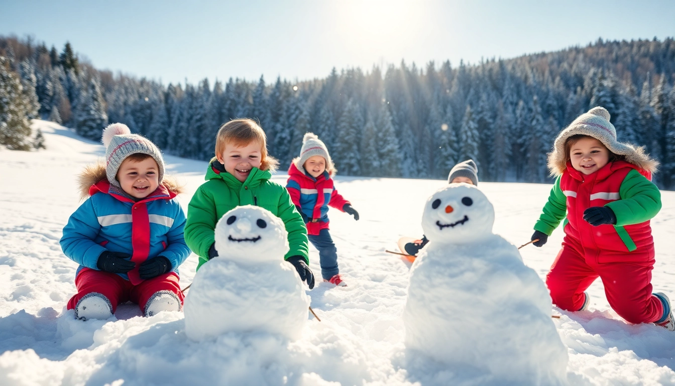 Children enjoying winter fun in best kids winter jackets during snowy playtime.