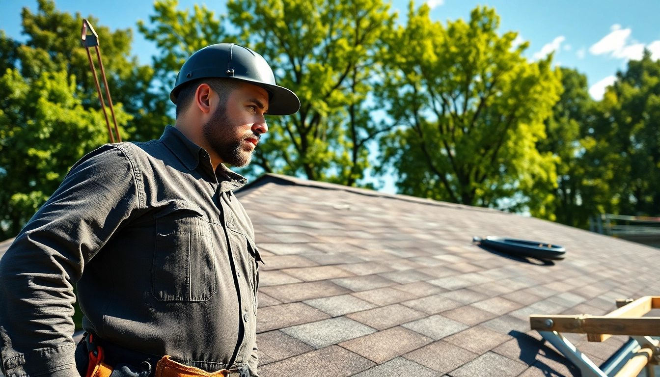 Roof repair inspection by a contractor revealing significant wear and tear.