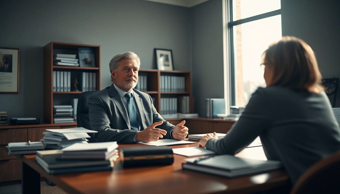A dedicated Seattle Social Security Disability Lawyer consulting a client in a professional office.