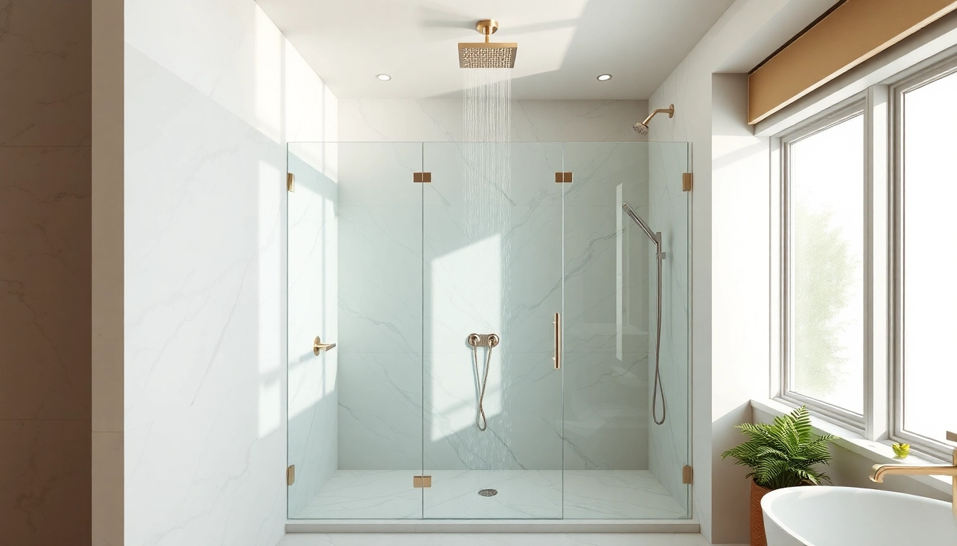 Experience luxurious elegant showers Australia with a stunning glass-enclosed design and marble backdrop.