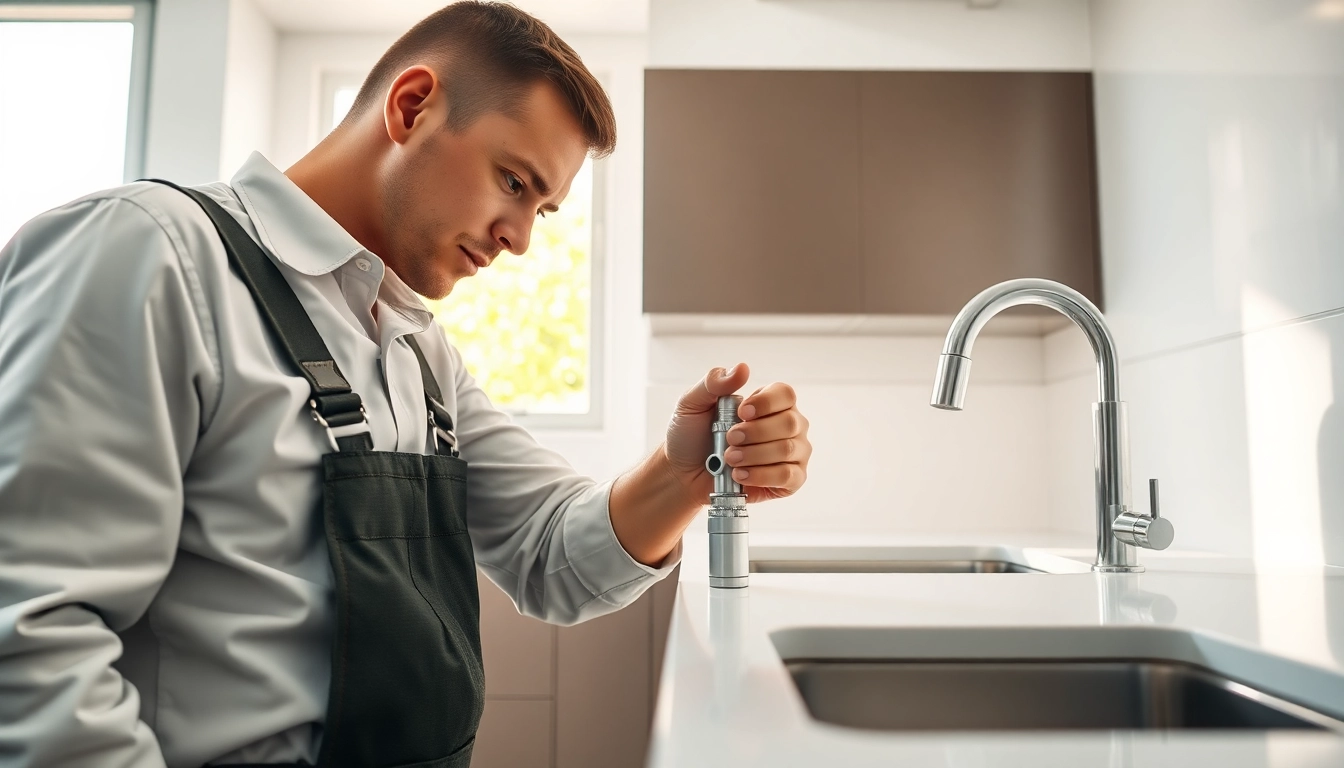 Plumbers bristol expert fixing pipes beneath a modern kitchen sink.