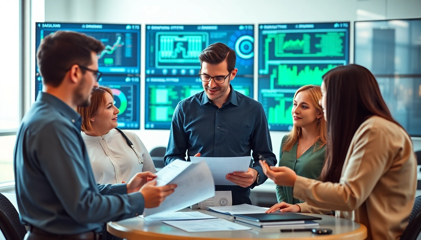 Execute IT infrastructure management strategies effectively with a collaborative team in a tech-savvy office.
