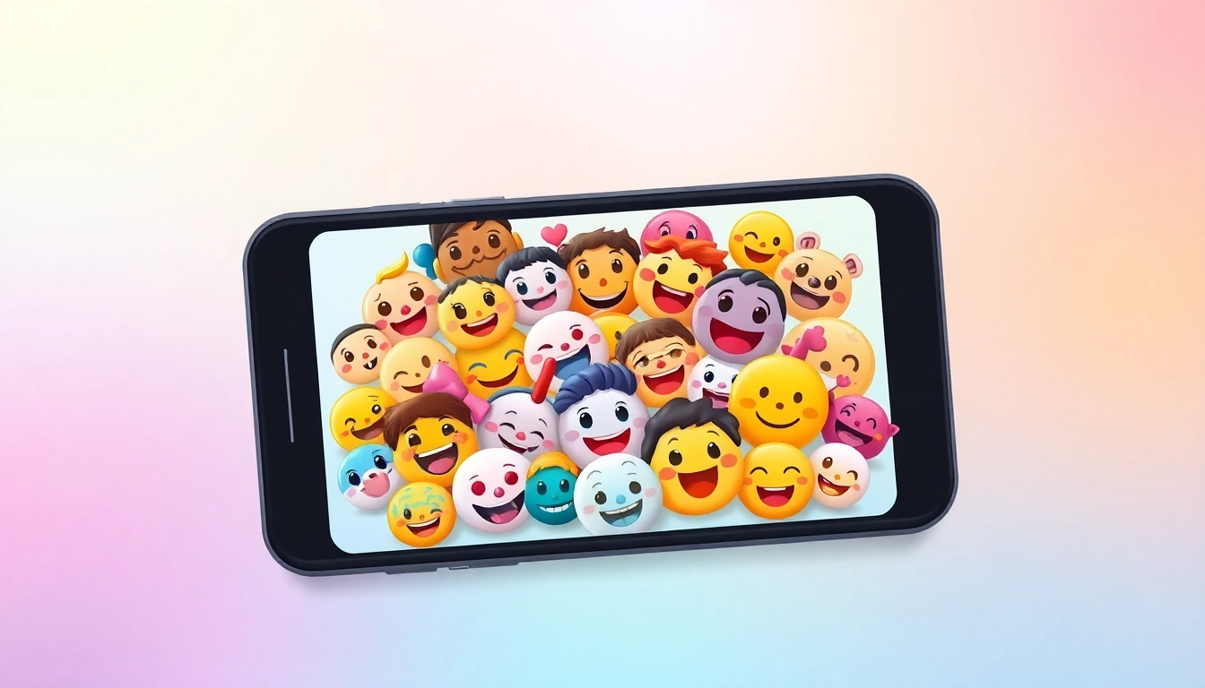 Colorful tiktok emojis arranged creatively on a smartphone screen, showcasing their fun and playful designs.