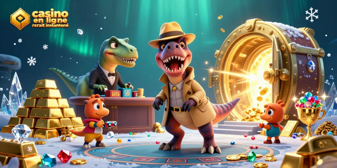 Jouez au casino en ligne avec retrait instantané tout en profitant d'une scène comique avec des personnages en 3D.