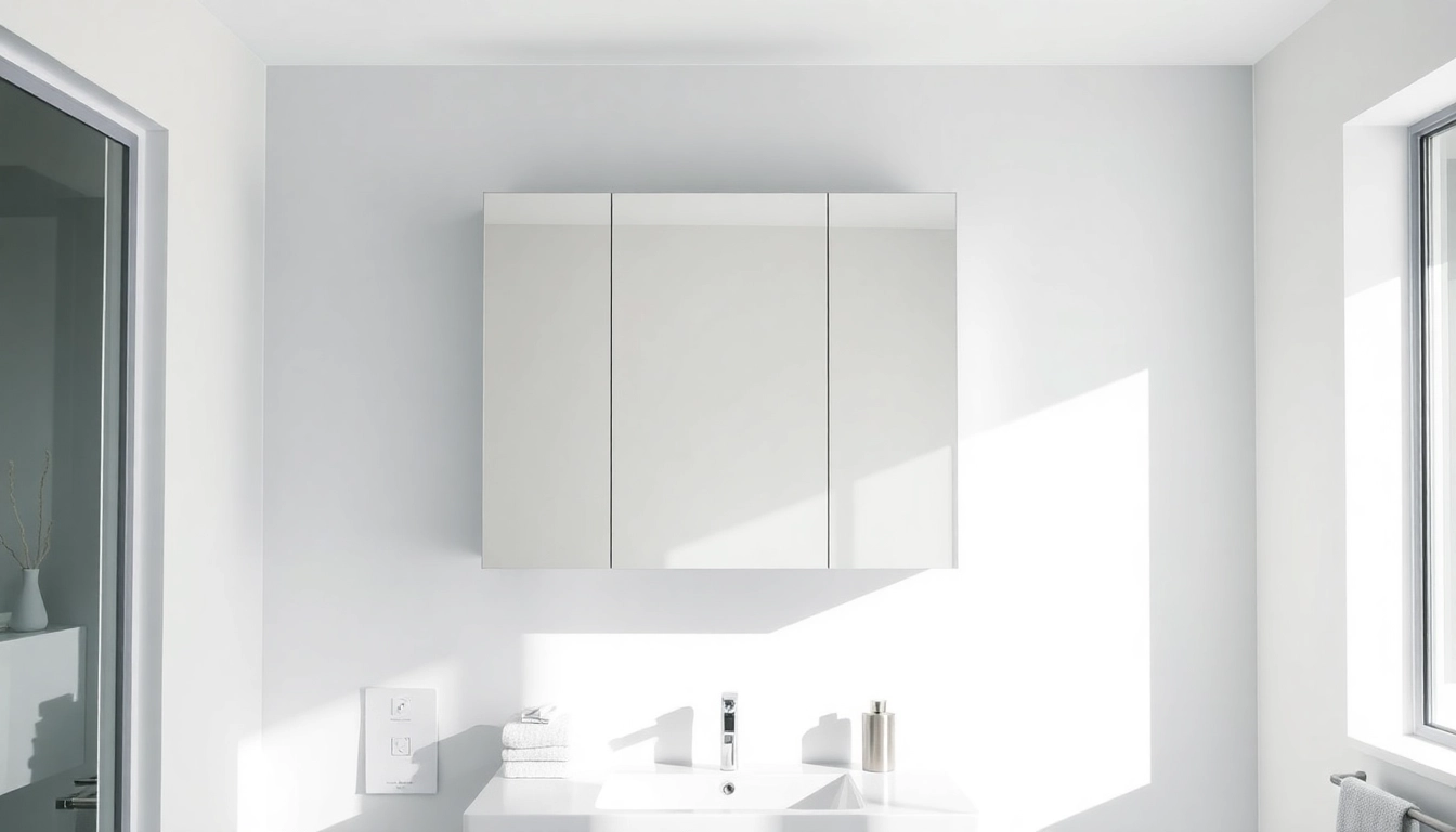 sonni Spiegelschrank im modernen Badezimmer mit LED-Beleuchtung und elegantem Design präsentieren.