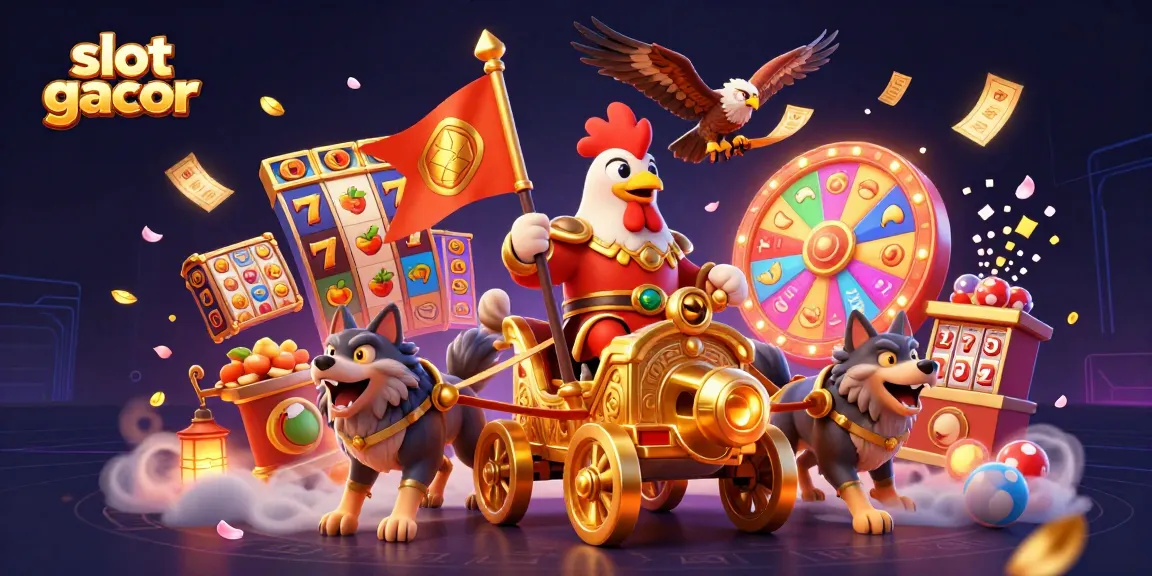 Engaging scene with slot gacor theme featuring a golden war chariot and dynamic casino elements.