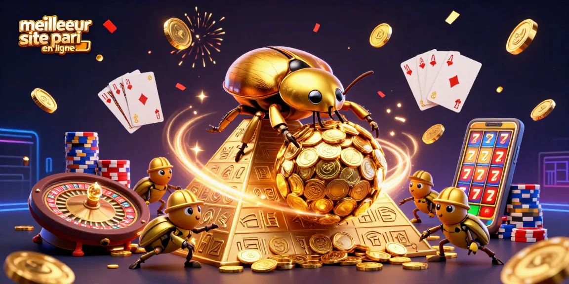 Jouer sur le meilleur site de paris en ligne avec des cagnottes en or et des symboles de casino éclatants.