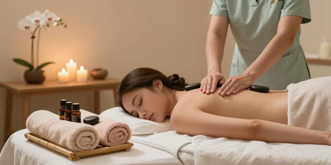 인천출장안마의 고급스러운 치료실에서 마사지 치료가 진행되고 있습니다. 편안함과 재충전을 위한 공간.