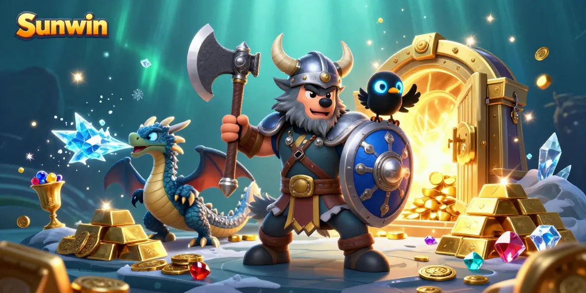Experience thrilling adventures with Sunwin in this engaging casino scene filled with treasures.