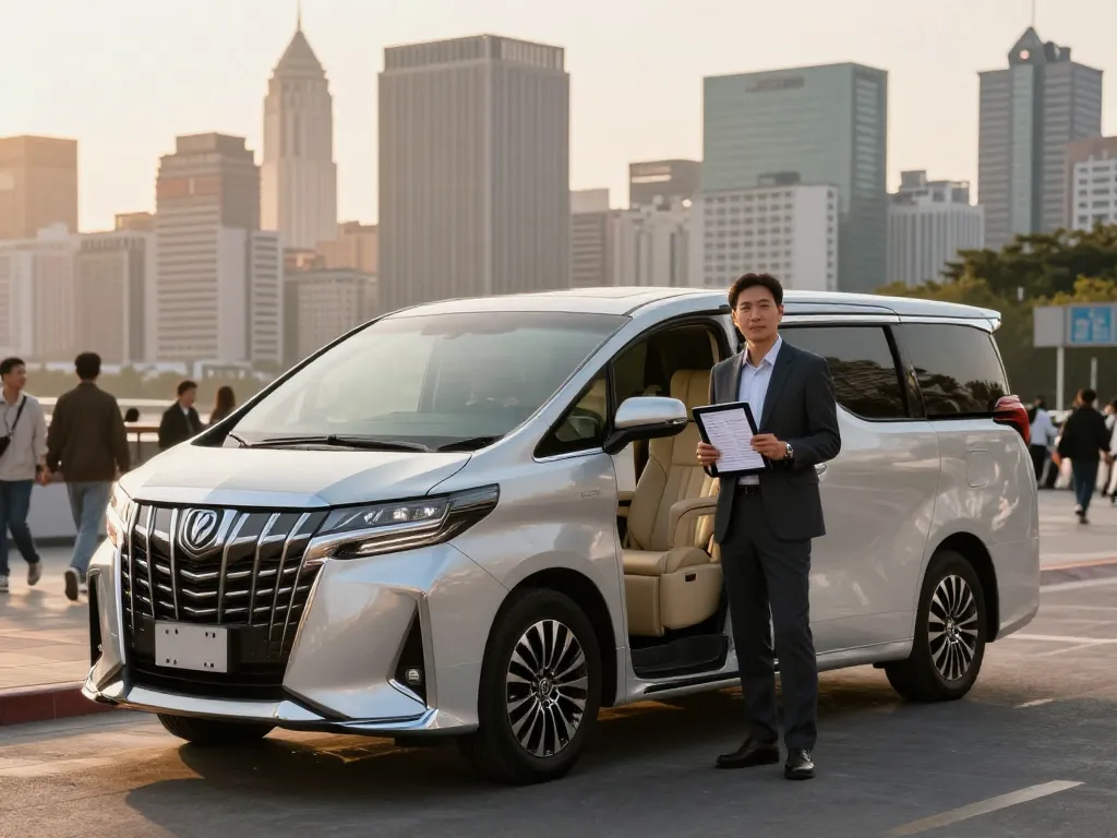 Trải nghiệm sự sang trọng với thuê xe Alphard tại Hồ Chí Minh trong bối cảnh thành phố tuyệt đẹp.