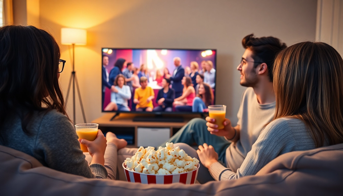 Watch exciting scenes from popular tv shows online in a cozy living room setting.