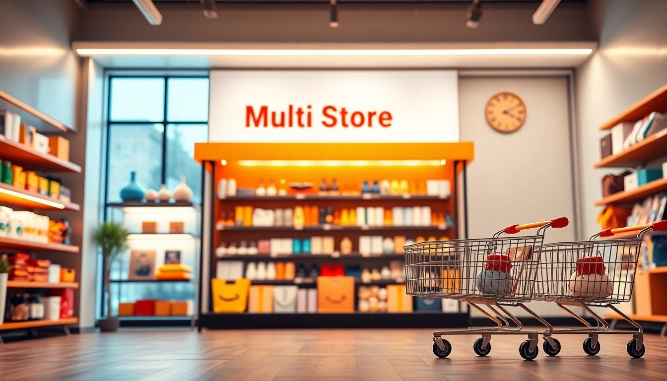 Engaging digital storefront featuring a Multi-Store interface designed for seamless shopping experiences.