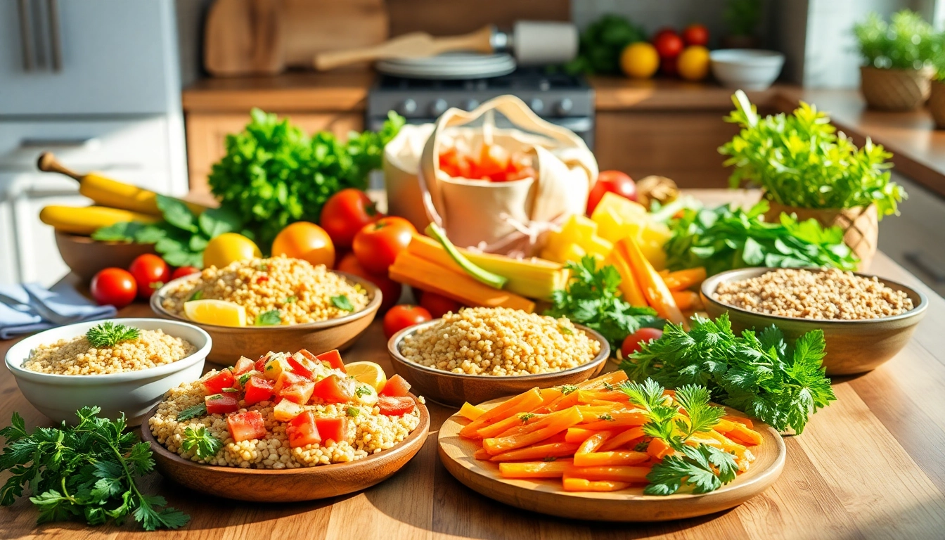 Healthy recipes showcased on recipesalexarciab.com with fresh ingredients on a rustic kitchen table.