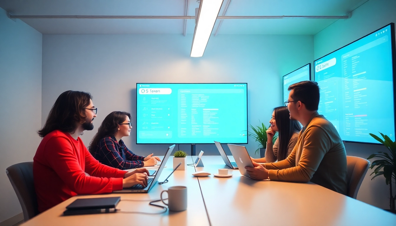 Users actively participating in no-code token creation using intuitive interfaces in a collaborative environment.