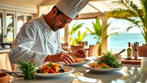 Delightful private chef Sint Maarten creating exquisite dishes surrounded by tropical beauty.