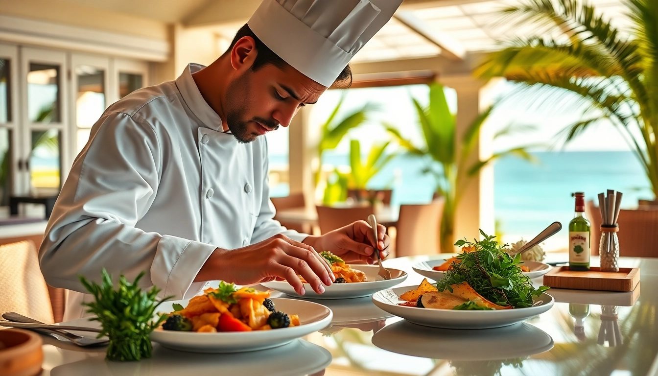 Delightful private chef Sint Maarten creating exquisite dishes surrounded by tropical beauty.