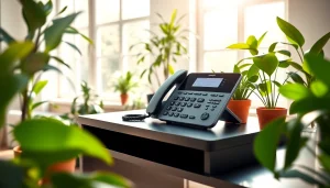 Enhance communication with a VoIP telephone in an inviting home office setup.