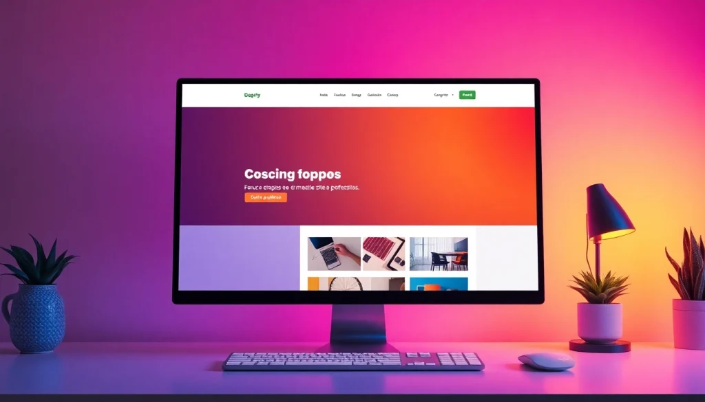 Desenvolvimento de Sites com foco na criação de layouts modernos e responsivos em um computador.