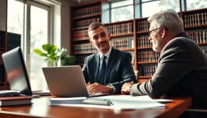 Engaging Plantation, Boca Raton & Aventura Probate Lawyer consulting with a client in a modern office.